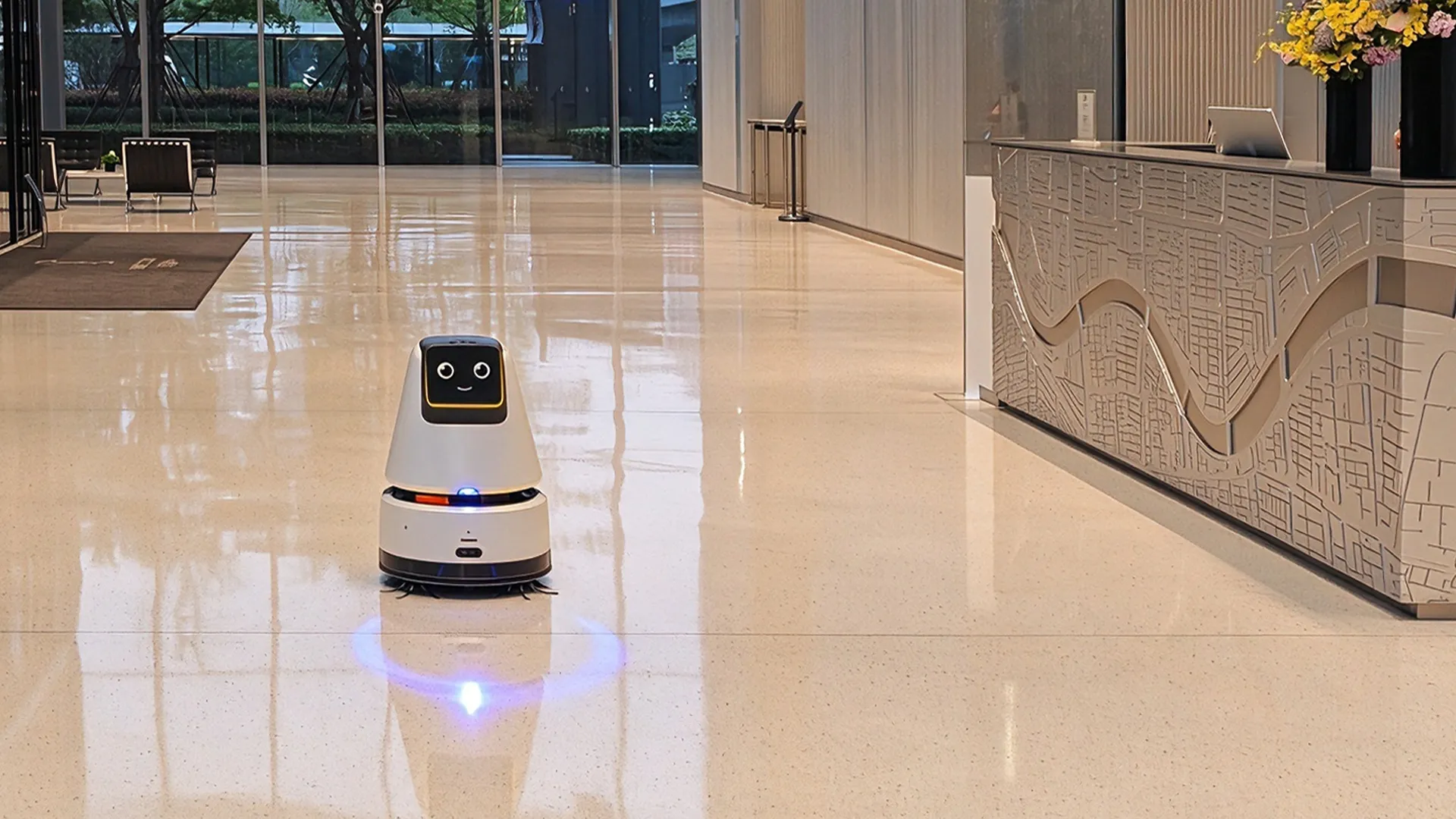 C2P crossing a hotel lobby