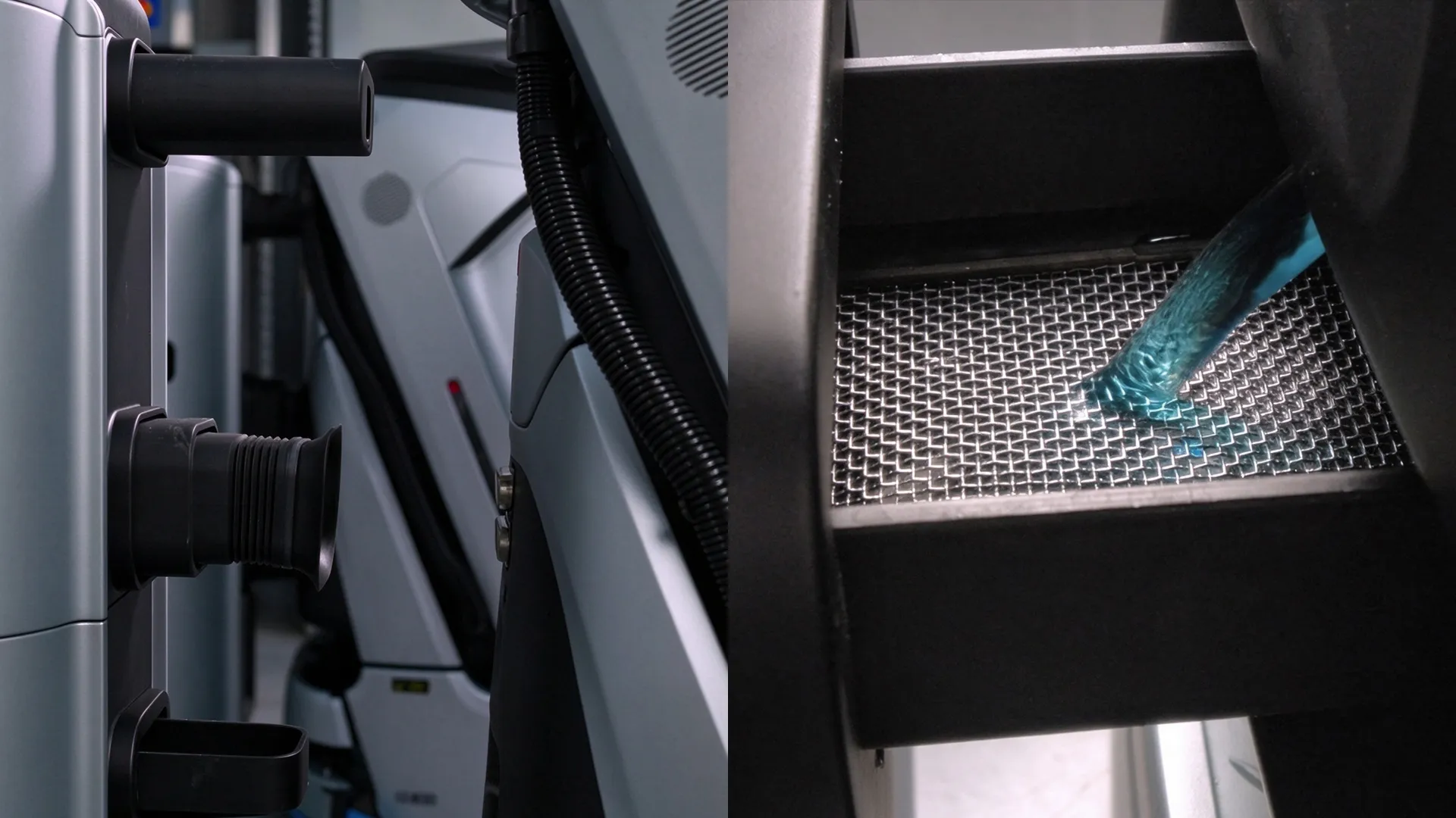 C5 docking station: clean-water fill and filter access