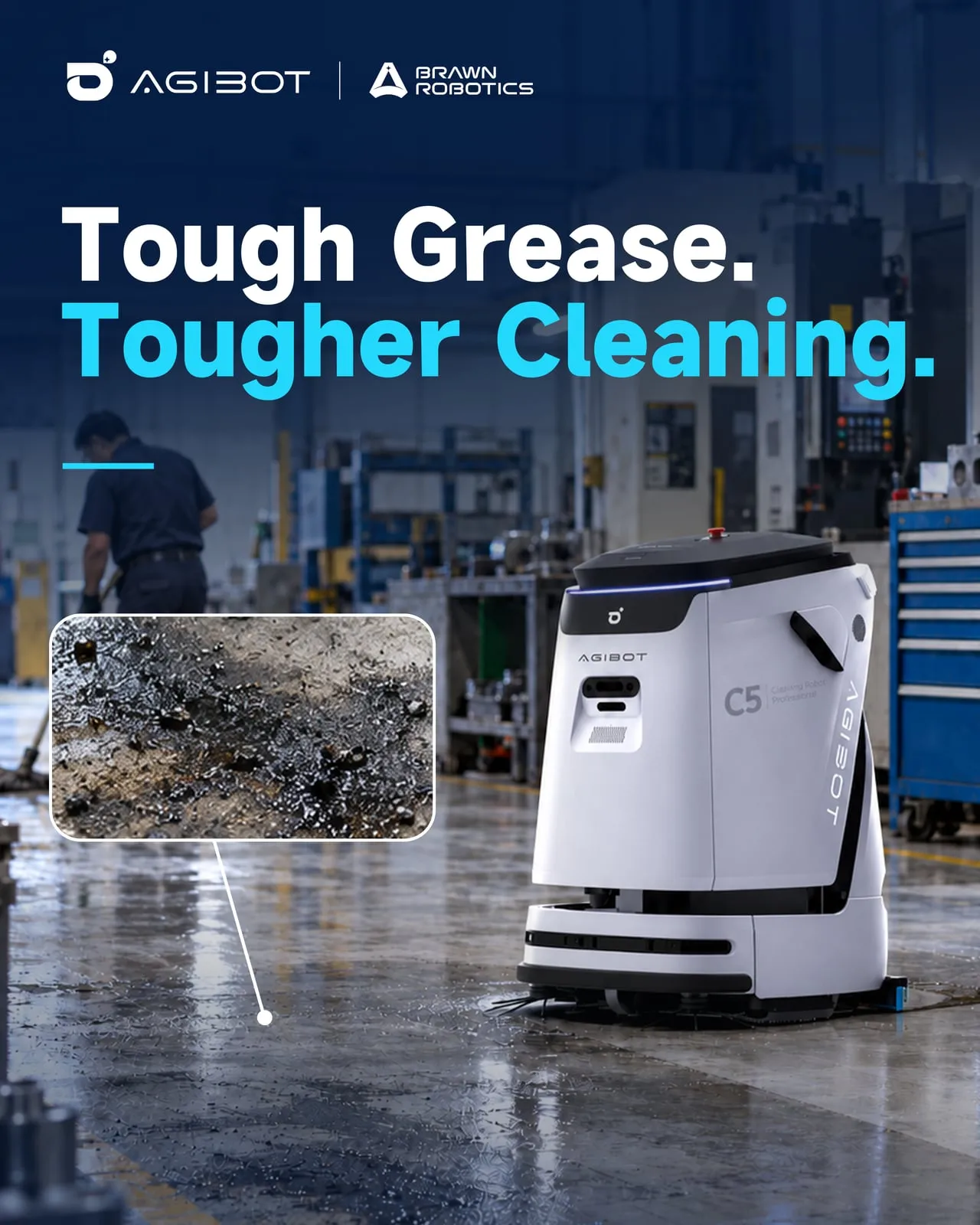 Poster: tough grease and tougher cleaning — the C5 at work among machine parts